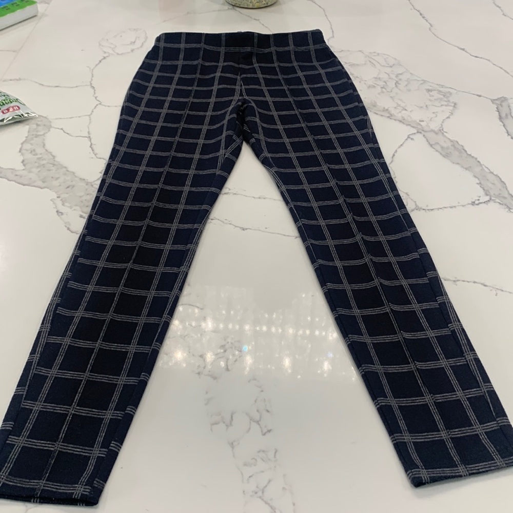 Tahari Plaid Pull On Pants Elastic Front Waistband. Blue Women’s Size M (547)